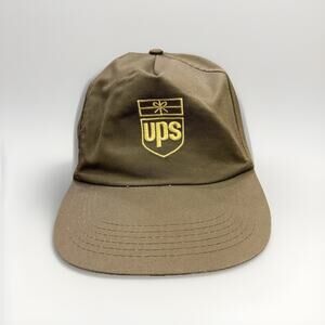 Vintage UPS Mens Brown Embroidered Adjustable SnapBack Hat Baseball Cap USA